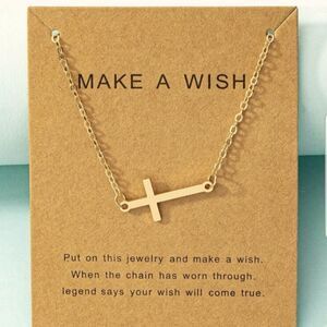 Gold cross bar necklace